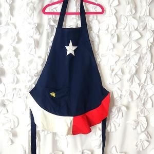 Childrens Texas Apron, Red, White, Blue, Star, Yellow Rose